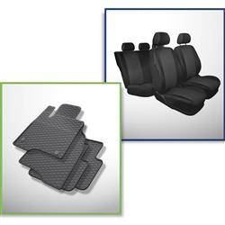 Set: covorașe din cauciuc + huse cusute pe măsură pentru Fiat Panda III Hatchback (2012-....) - Practic - 4 locuri