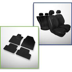 Set: covorașe din velur + huse cusute pe măsură pentru Nissan Qashqai I Crossover (2007-2013) – Premium negru