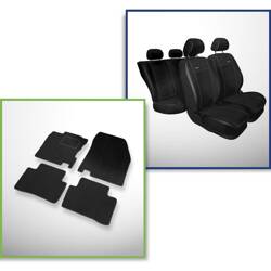 Set: covorașe din velur + huse cusute pe măsură pentru Nissan Qashqai II Crossover (2013-....) – Premium negru