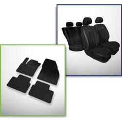 Set: covorașe din velur + huse cusute pe măsură pentru Opel Meriva II Minivan (2010-2017) – Premium negru