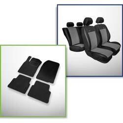 Set: covorașe din velur + huse cusute pe măsură pentru Opel Vectra C Caravan, Hatchback, Berlină (2002-2008) – Premium gri