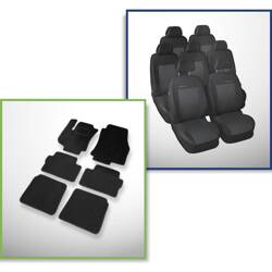 Set: covorașe din velur + huse cusute pe măsură pentru Opel Zafira B Minivan (2005-2011) – Elegance P-3 - pentru trei rânduri de scaune