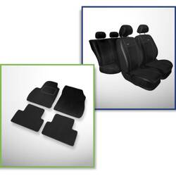 Set: covorașe din velur + huse cusute pe măsură pentru Opel Zafira C Minivan (2011-2019) – Premium negru - 5 scaune