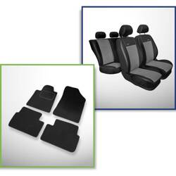 Set: covorașe din velur + huse cusute pe măsură pentru Peugeot 407 Coupé, Berlină, SW (2004-2011) – Premium gri