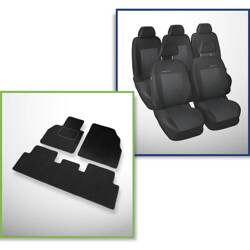 Set: covorașe din velur + huse cusute pe măsură pentru Renault Scenic II Minivan (2003-2009) – Elegance P-3