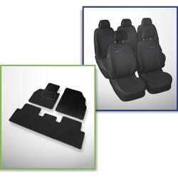 Set: covorașe din velur + huse cusute pe măsură pentru Renault Scenic II Minivan (2003-2009) – Elegance P-4