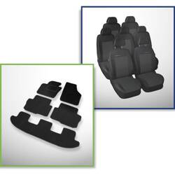 Set: covorașe din velur + huse cusute pe măsură pentru Seat Alhambra II Van (2010-....) – Elegance P-1 - cu tetiere integrate