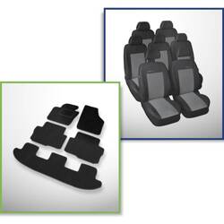 Set: covorașe din velur + huse cusute pe măsură pentru Seat Alhambra II Van (2010-....) – Elegance P-2 - cu tetiere integrate