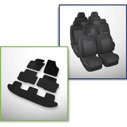 Set: covorașe din velur + huse cusute pe măsură pentru Seat Alhambra II Van (2010-....) – Elegance P-3 - cu tetiere integrate