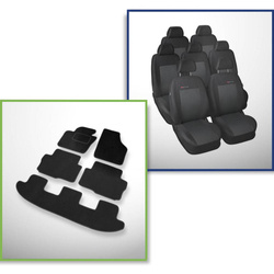 Set: covorașe din velur + huse cusute pe măsură pentru Seat Alhambra II Van (2010-....) – Elegance P-3 - tetiere standard