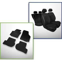 Set: covorașe din velur + huse cusute pe măsură pentru Seat Altea Minivan (2004-2015) – Premium negru