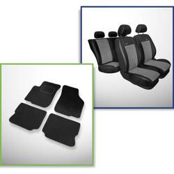 Set: covorașe din velur + huse cusute pe măsură pentru Seat Leon I Hatchback (1999-2005) – Premium gri