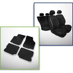 Set: covorașe din velur + huse cusute pe măsură pentru Seat Leon I Hatchback (1999-2005) – Premium negru