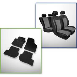 Set: covorașe din velur + huse cusute pe măsură pentru Seat Leon II Hatchback (2005-2012) – Premium gri