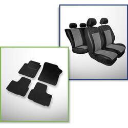 Set: covorașe din velur + huse cusute pe măsură pentru Seat Mii Hatchback (2011-2019) – Premium gri