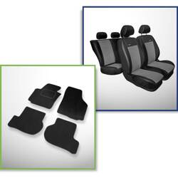 Set: covorașe din velur + huse cusute pe măsură pentru Seat Toledo III Hatchback (2004-2009) – Premium gri