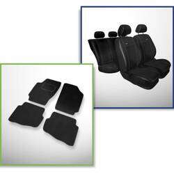 Set: covorașe din velur + huse cusute pe măsură pentru Skoda Fabia I Hatchback, Combi, Berlină (1999-2007) – Premium negru