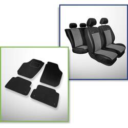 Set: covorașe din velur + huse cusute pe măsură pentru Skoda Fabia II Hatchback, Combi (2007-2014) – Premium gri