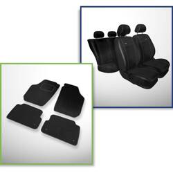 Set: covorașe din velur + huse cusute pe măsură pentru Skoda Fabia II Hatchback, Combi (2007-2014) – Premium negru