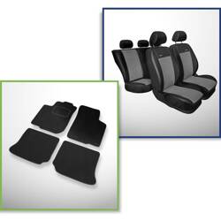 Set: covorașe din velur + huse cusute pe măsură pentru Skoda Octavia I Combi, Liftback (1996-2010) – Premium gri