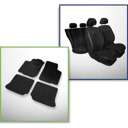 Set: covorașe din velur + huse cusute pe măsură pentru Skoda Octavia I Combi, Liftback (1996-2010) – Premium negru