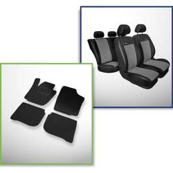 Set: covorașe din velur + huse cusute pe măsură pentru Skoda Rapid Liftback (2012-2019) – Premium gri - husă pentru cotieră spate