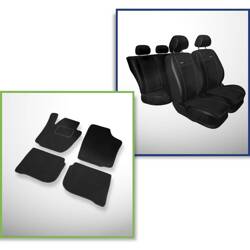 Set: covorașe din velur + huse cusute pe măsură pentru Skoda Rapid Liftback (2012-2019) – Premium negru - fără husă pentru cotiera din spate