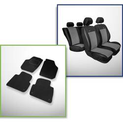 Set: covorașe din velur + huse cusute pe măsură pentru Skoda Roomster Van (2006-2015) – Premium gri