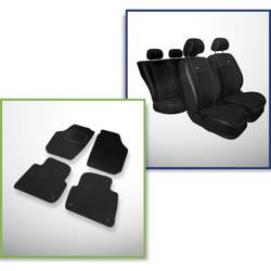 Set: covorașe din velur + huse cusute pe măsură pentru Skoda Roomster Van (2006-2015) – Premium negru