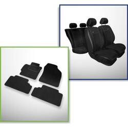 Set: covorașe din velur + huse cusute pe măsură pentru Toyota Auris Hatchback (2007-2012) – Premium negru