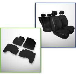 Set: covorașe din velur + huse cusute pe măsură pentru Toyota Yaris II Hatchback, Berlină (2005-2010) – Premium negru