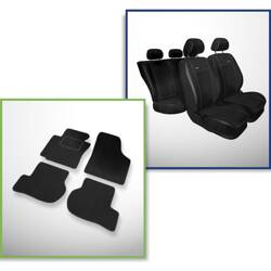 Set: covorașe din velur + huse cusute pe măsură pentru Volkswagen Golf V Hatchback, Variant (2003-2009) – Premium negru - husă pentru cotieră spate, cu echipament suplimentar prevăzut