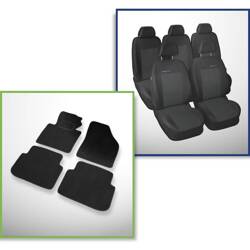 Set: covorașe din velur + huse cusute pe măsură pentru Volkswagen Touran Minivan (2003-2010) – Elegance P-1