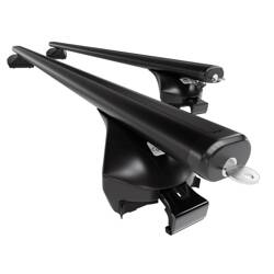 Suport auto de plafon din aluminiu pentru Audi Q7 SUV (2006-2015) - negru - Amos - Boss - Aero - șine integrate