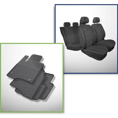 Set: covorașe din cauciuc + huse cusute pe măsură pentru Fiat Panda III Hatchback (2012-....) - Elegance - 5 locuri