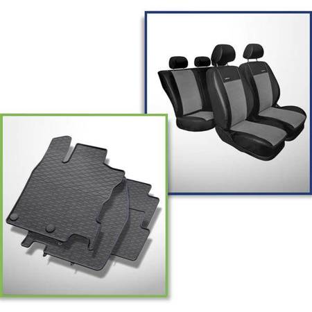 Set: covorașe din cauciuc + huse cusute pe măsură pentru Nissan Qashqai II Crossover (2014-2021) - Premium