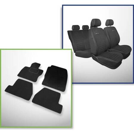 Set: covorașe din velur + huse cusute pe măsură pentru Ford Focus III Hatchback, Combi, Berlină (2011-2018) – Elegance P-4 - fără husă pentru cotiera din spate