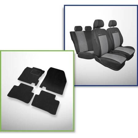 Set: covorașe din velur + huse cusute pe măsură pentru Nissan Qashqai II Crossover (2013-....) – Elegance P-2