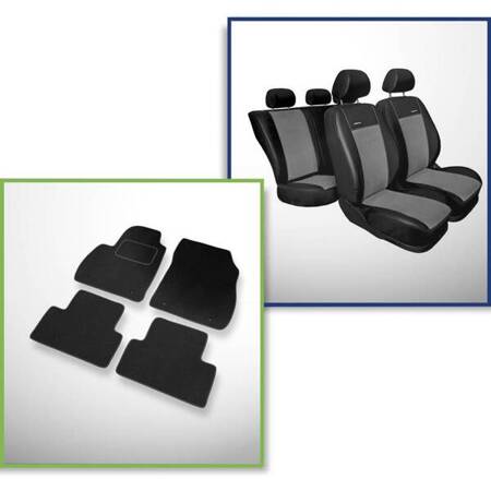 Set: covorașe din velur + huse cusute pe măsură pentru Opel Zafira C Minivan (2011-2019) – Premium gri - 5 scaune