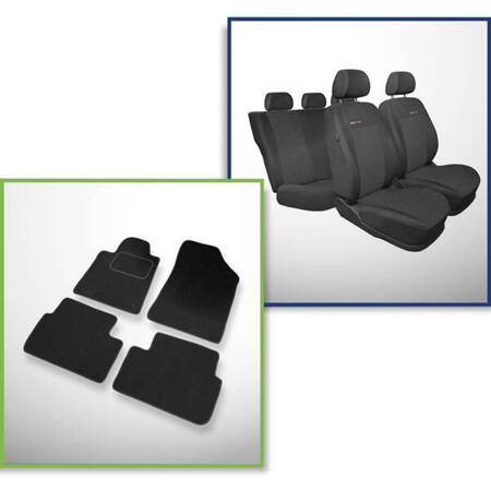 Set: covorașe din velur + huse cusute pe măsură pentru Peugeot 407 Coupé, Berlină, SW (2004-2011) – Elegance P-1