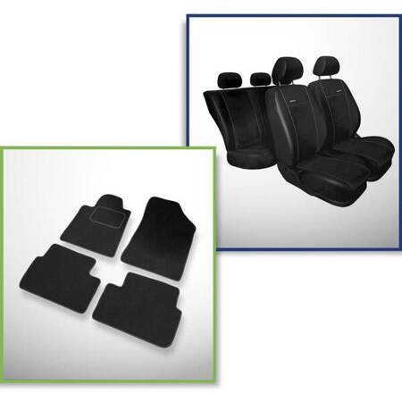 Set: covorașe din velur + huse cusute pe măsură pentru Peugeot 407 Coupé, Berlină, SW (2004-2011) – Premium negru