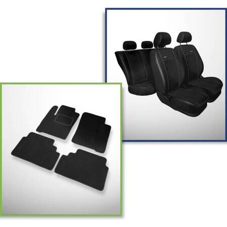 Set: covorașe din velur + huse cusute pe măsură pentru Renault Scenic I Minivan (1996-2003) – Premium negru