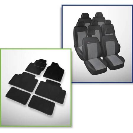 Set: covorașe din velur + huse cusute pe măsură pentru Seat Alhambra Van (1996-2000) – Elegance P-2 - 7 scaune