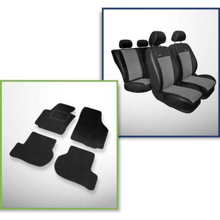 Set: covorașe din velur + huse cusute pe măsură pentru Seat Altea Minivan (2004-2015) – Premium gri