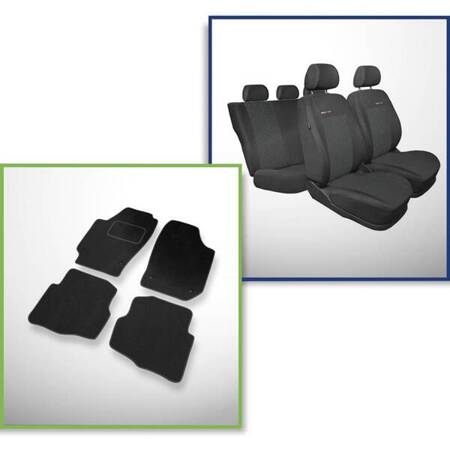 Set: covorașe din velur + huse cusute pe măsură pentru Seat Cordoba II Berlină (2002-2008) – Elegance P-1