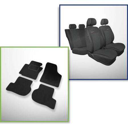 Set: covorașe din velur + huse cusute pe măsură pentru Seat Leon II Hatchback (2005-2012) – Elegance P-1