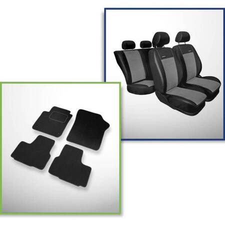 Set: covorașe din velur + huse cusute pe măsură pentru Seat Mii Hatchback (2011-2019) – Premium gri - divizare 2 la 1