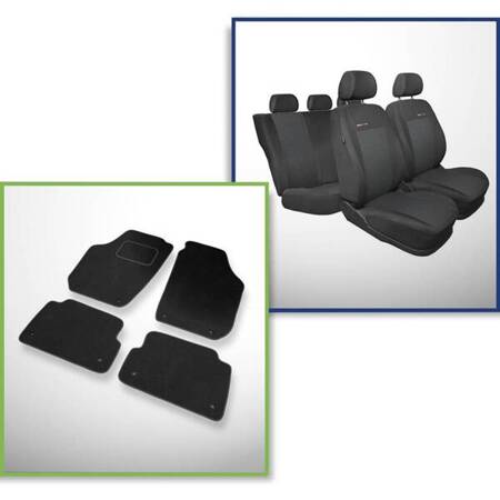 Set: covorașe din velur + huse cusute pe măsură pentru Skoda Fabia II Hatchback, Combi (2007-2014) – Elegance P-3 - rândul II - banchetă completă