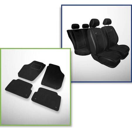 Set: covorașe din velur + huse cusute pe măsură pentru Skoda Fabia II Hatchback, Combi (2007-2014) – Premium negru