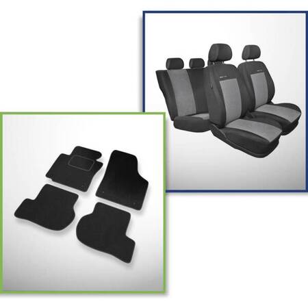 Set: covorașe din velur + huse cusute pe măsură pentru Skoda Octavia II Combi, Liftback (2004-2013) – Elegance P-2 - rândul II - banchetă completă